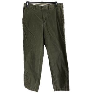 Lands’ End Men’s Traditional Fit Green Corduroy Pants Flat Front Size 36x31